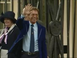 Sir Cliff Richard arrives for the Princess Diana Service of Thanksgiving Stock Footage