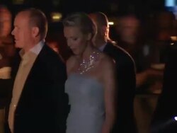 Princess Charlene and Prince Albert II of Monaco at the Monaco Royal Wedding: Jean Michel Jarre Concert at Monaco . (Footage by WireImage Video/Getty Images Entertainment Video) Stock Footage