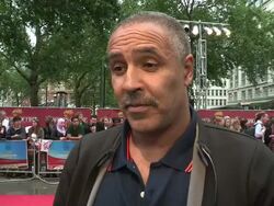 INTERVIEW: Daley Thompson on training, being excited on the Olympics coming to London at The Great British Premiere of Chariots of Fire at Leicester Square on July 10, 2012 in London, England (Footage by WireImage Video/Getty Images) Stock Footage