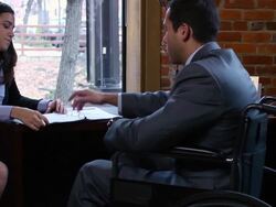 Disabled Businessman Discusses Report -  Multi CU Stock Footage