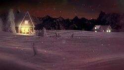 HD: Idyllic Country Cabins In Snowy Winter Scene Stock Footage