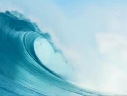 Huge 20ft wave breaking over reef in Indonesia shot slowmotion Stock Footage