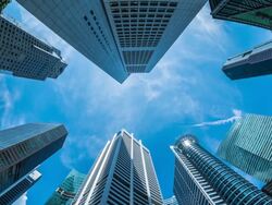 Fish-eye View of the Singapore city Stock Footage