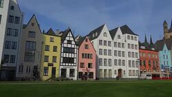 Fischmarkt Square with Gross St. Martin's Church, Cologne, North Rhine-Westphalia, Germany Stock Footage