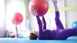 Senior women doing Pilates. Stock Footage