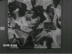1952: CARNEGIE MUSEUM: MS TD Large abstract painting 'M 1951' by New York artist James Brooks, MS James Brooks SOT saying so called abstract is an expression of relationships.   Modernist, contemporary, modern art,  (Additional Clearances) Instructional Video