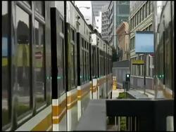 Metro MIrror : Train Reflected in Metal Wall Stock Footage