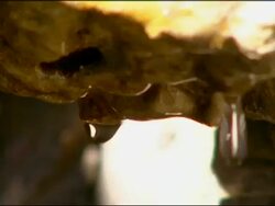 Water droplets dripping off rocks, Tabernas Desert, Andalucia, Spain Stock Footage