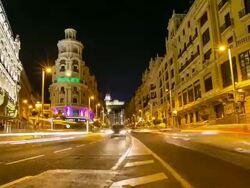 HD Timelapse: Gran Via Madrid Spain at dusk Stock Footage