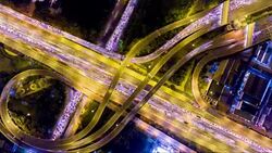 Aerial Timelapse of night city traffic Stock Footage