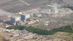 Aerials of Hinkley Point B Power Station and Hinkley Point C construction site News Clip