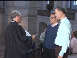 Gay couples in Califronia are russing to get married as the state considers a proposal to ban the unions. News Clip