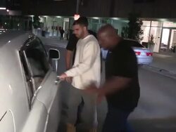Drake departing The Nice Guy in West in Hollywood Stock Footage
