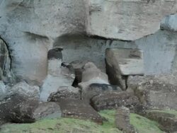 MS Shot of big stones / Rapa Nui National Park, Easter Island, Chile  Stock Footage