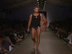 Red Carter Swimwear - Runway - MBFW Miami Swim Stock Footage
