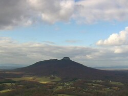 MS AERIAL View of Pilot Mountain / North Carolina, United States Stock Footage