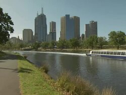 Boat on Yarra river, Melbourne, Australia Stock Footage