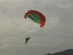 Pull Back Shot Para Gliding Patong Beach Phuket Thailand Stock Footage