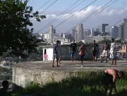 Football In Brazil - Morro Da Sao Carlos Favela Stock Footage