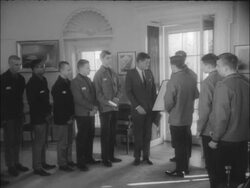 President Kennedy meets with Boy Scouts Stock Footage