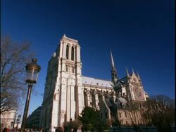 WA Low angle view of Notre Dame, France Stock Footage