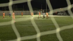 Soccer / Football match - Action from the net Stock Footage