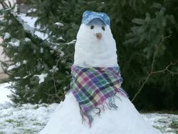 MS View of snowman / Saarburg, Rhineland-Palatinate, Germany Stock Footage