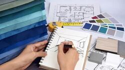 Interior designer working Stock Footage