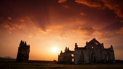 Sunset Timelapse - Old Monument Church Stock Footage