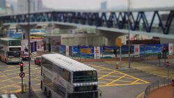 Buses are Moving on Hong Kongï¿½s Crossroad Stock Footage