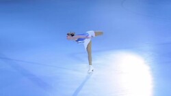 TS Female figure skater doing spins Stock Footage