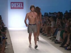Models walk the runway during the Diesel Swimwear 2012 fashion show  Stock Footage