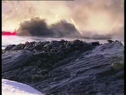 Thick oil at edge of spring in foreground and bubbling water in background, Komi Region, Russia. Stock Footage