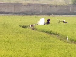 MS TS Shot of irrigating field / West Bengal, India Stock Footage