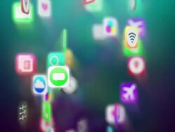 Apps icons flow. Dark version. Loop. Stock Footage