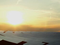 HD Solar Park in the Evening Sun TL (4:2:2@100 Mb/s) Stock Footage