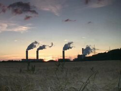 PAL:Power plant at sunset Stock Footage