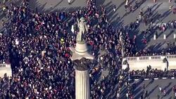 Aerials of Women's March in London News Clip