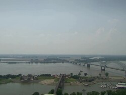 WS View of Mississippi river and Hernando de soto bridge / Memphis, Tennessee, United States Stock Footage