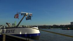 Crane Houses at Rheinau Harbour, Cologne, North Rhine-Westphalia, Germany Stock Footage