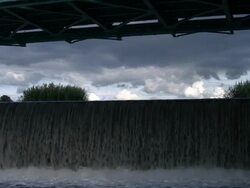 Big weir on Odra river Stock Footage