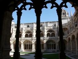 Lisbon, Jeronimos Monastery, Hieronymites Monastery (Mosteiro dos Jeronimos), the cloister Stock Footage