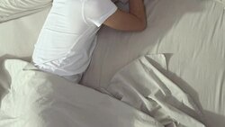 Lonely Man Lying In Bed Stock Footage