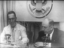 1952: DEMOCRATIC PRESIDENTIAL PRIMARY DEBATE: Senators Estes Kefauver & Richard B. Russell sitting side by side, SOT Both talking about being Democrat, not going to leave Party over Socialist direction, will fight it. MS Two unidentified men. Instructional Video