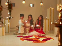 Family celebrating diwali festival Stock Footage