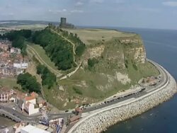 Urban Coastline. Scarborough, UK Stock Footage