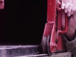 WWII Reenactment of the door of a train car closing. Simulating the train cars that took the Jewish people to the concentration camps. Stock Footage