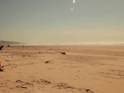 Woman Walking on beach Stock Footage