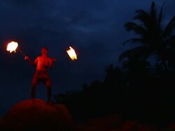 HD:Man perform fire show on the beach. Stock Footage