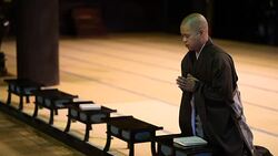 Traditional Monk Ceremony at a Japanese Temple Stock Footage